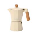 300ml Italian Wooden Handle Mocha Coffee Pot Aluminum Pot (beige)