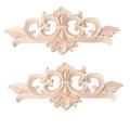 2pcs Wood Carved Decal for Furniture Wall Cabinet Door Decor 22x10cm