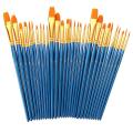 30 Pcs Paint Brushes Nylon Hair Brush for Acrylic Painting Oil(blue)