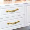2 Pcs Kitchen Cabinet Handles Golden Zinc Alloy for Home Decoration