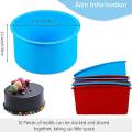 10 Pieces 4 Inch Baking Mold Kitchen Silicone Bakeware Pan Red, Blue