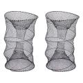 2pcs Foldable Fishing Cage Spring Cage Elastic Round Prawn Cage