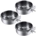 3-piece Bird Feeder Cup Stainless Steel Parrot Feeder Cup Food Bowl S
