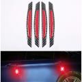 4pcs Super Red Reflective Stickers Carbon Fiber Strips Car Side Door