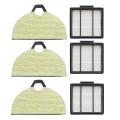 6 Pcs Replacement Parts Kit Side Brushes Filters Cleaning Mop Pads