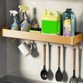 Wall Mounted Space Aluminum Kitchen Storage Holder with Towel Rail