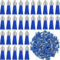 100pcs Keychain Tassels Faux Suede Leather Tassel Pendants (blue)