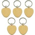 50pcs Blank Heart-shaped Wooden Key Chain Diy Wood Keychains Key Tags