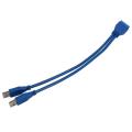 Blue 2 Port Usb 3.0 Type A Male to 20 Pin Header Male Adapter Cable