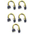 5pcs 15pin Sata Male to 8pin Pci-e Power Cable 20cm for Graphic Card