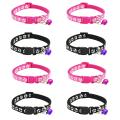 8 Pack Adjustable Cat Collar with Bell, for Cats (rose and Black)