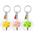 72pcs Acrylic Transparent Discs Hexagon Keyring with Chain for Crafts