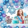 1set Blue White Snowflake Balloon Garland Arch Kit for Kids Party