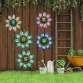 5pcs Flowers Wall Art Sculpture Outdoor Hanging Garden Home Decor