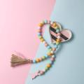 2 Pieces Spring Wood Bead Garland with Tassels and Bunny Tag