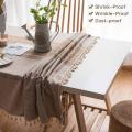 Square Tablecloth Embroidery Farmhouse Style Linen Fabric Tablecloth