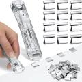 3 Pieces Clear Stapler for Desk Trendy Stapler with 100 Pieces Clips