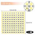 100 Sheets Number Labels Stickers 1-100 Numbers Round Stickers