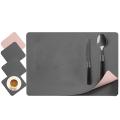 Placemats Leather and Coasters, Double-sided Pu Mats (grey/pink)