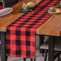 13x70inch Black and Red Plaid Table Runner,for Party Home Decor