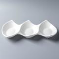 Double-pointed Triple Bowl Ceramic Snack Bowl Hotel Restaurant White