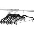 10 Pack Clothes Hangers with Clips Black Velvet Hangers for Clothes