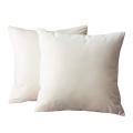Set Of 2 Milky White Velvet Square Throw Pillow Covers 18x18 Inch