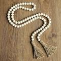 Wood Bead Garland with Tassels,farmhouse Beads Rustic Wood Color