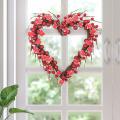 Artificial Red Heart Wreath with Led Lights for Wedding Front Door