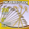 200 Pieces Of Bamboo Cocktail Sticks 6-inch Handmade Sticks