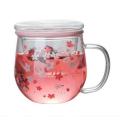 Sakura Glass Mug with Tea Infuser Filter&lid Cherry 300ml Glasses