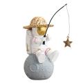 Astronaut Figurines Statue Spaceman with Straw Hat Miniature Home D
