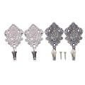 Rose Pattern Alloy Drapery Tieback Hooks 2pcs (silver)