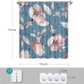 Floral Shower Curtains for Bathroom, Blue Waterproof 72x72inch