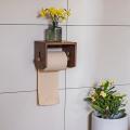 Solid Wood Tissue Holder Paper Roll Holder Wall-mounted Black Walnut