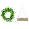 Wreaths for Front Door 16 Inch with Welcome Sign Farmhouse Wreath