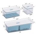 Stackable Produce Saver, Organizer/storage Containers Set Of 3(blue)