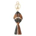 Mixed Seed Beaded Braided Fish Shape Macrame Tassel Keychain, D