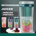 Juicer 6 Blades Electric Blender Usb Fruit Mixer Cup 300ml (green)