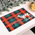 Christmas Placemats Set Of 4, with Plaid Printed, Washable Mats, E