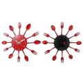 Noiseless Stainless Steel Knife and Fork Spoon Wall Clock Decor Red
