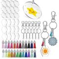 120pcs Acrylic Transparent and Hexagon Keychain Blanks Set for Crafts