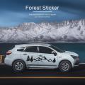 Car Sticker Snow Mountain Forest Door for Suv Rv Camper Offroad Black