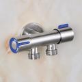2x G1/2 X 1/2 Stainless Steel One Into Two Double Handle Cold Faucet