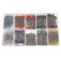1000 Pieces 38mm Glass Ball Head Pins with Cases 10 Colors
