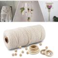 3mm Cotton Rope with Wood Beads for Home Decor Diy Plant Hangers