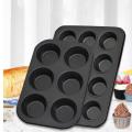 Non-stick Round Cupcake Mold Pan Muffin Tray Carbon Steel(xs)