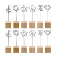 12 Pcs Note Clip Stand Photo Holder Wood Base Place Card Holder