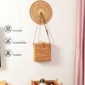 2x Home Woven Wall Basket Natural Boho Home Decor Decorative Rattan