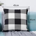 Set Of 2 Pillow Cotton Linen for Fall Home Decor Black and White